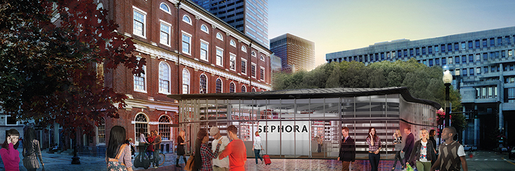 Elkus Manfredi Architects designs 5,670 s/f Sephora at Ashkenazy Acquisition Corporation's Faneuil Hall
